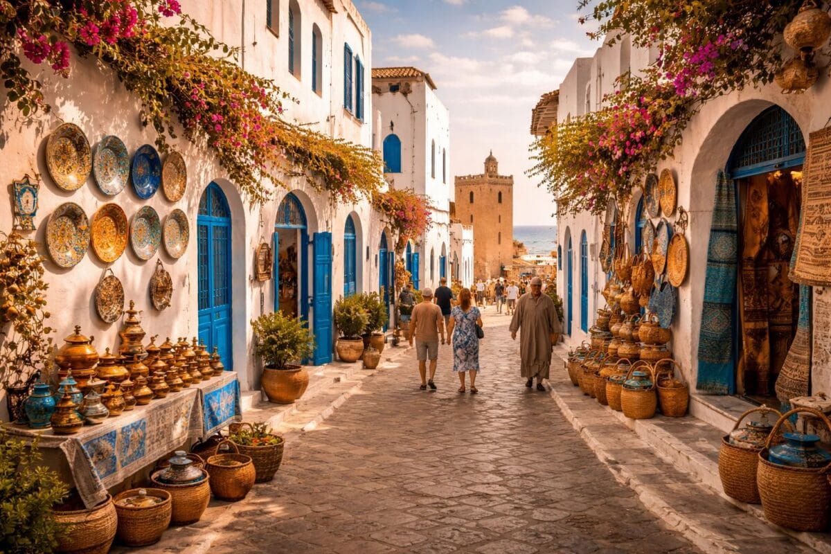 Straatje in Asilah, Marokko.