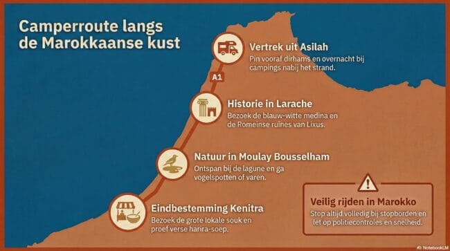 Infographic route Asilah - Kenitra.