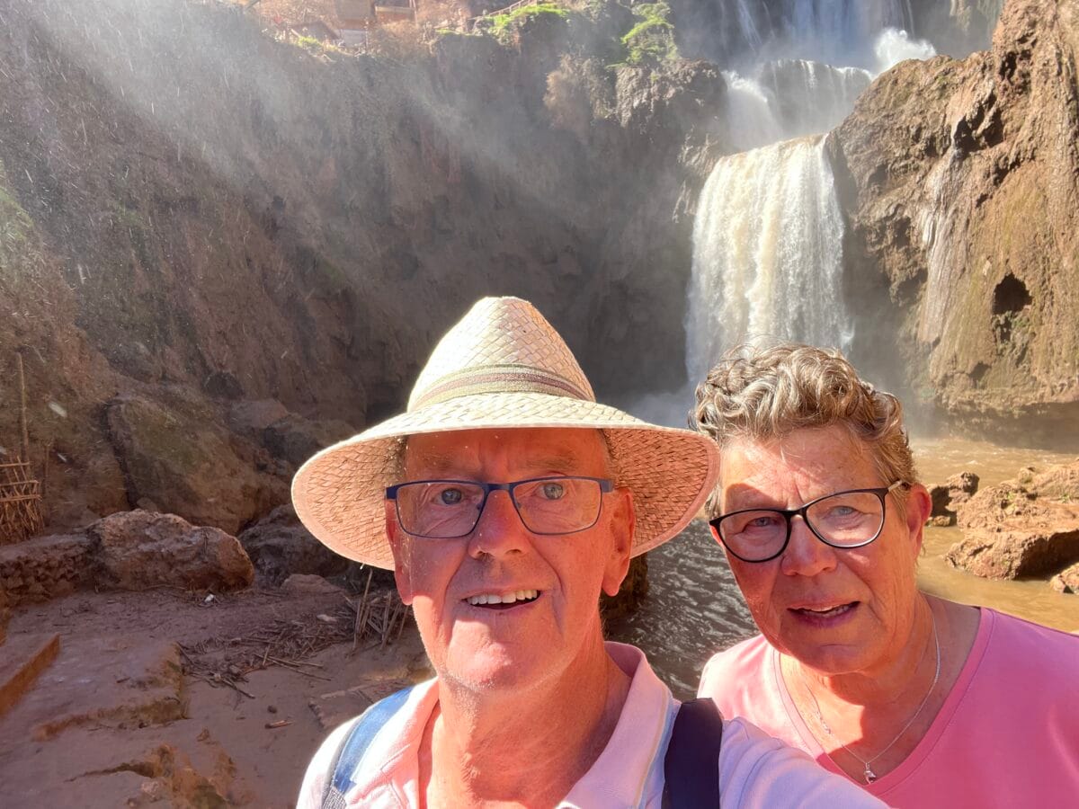 Ankie and Cees at Casacades d'Ouzoud